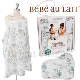 美國Bebe Au Lait 禮盒組-艾斯拉花紋款(哺乳巾+2個拍嗝巾)