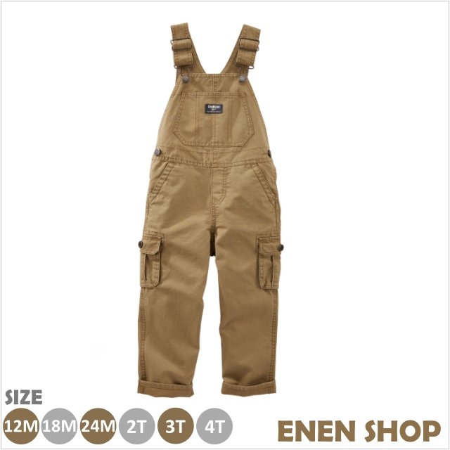 『Enen Shop』@OshKosh Bgosh 卡其款口袋工作吊帶褲 #337912｜12M/18M/2T