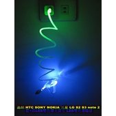 HTC SONY NOKIA 三星 LG S2 S3 note 2 發亮傳輸線 LED傳輸線 超亮 雙色藍+綠 如光纖條 雙色島光線