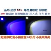 《晶站》迷你款 爆亮 DRL 1晶 3W 崁入式魚眼 螺絲款 鷹眼燈 恆亮 牌照螺絲燈 大牌螺絲燈 保證迷你超亮款