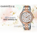 CASIO 時計屋 卡西歐手錶 SHEEN SHE-3809SG-7A 女錶 不鏽鋼錶帶 玫瑰金 防水 施華洛世奇水