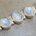 【La luna銀飾豐華】簡單銀邊彩虹月光石純銀手鍊（C1027)
