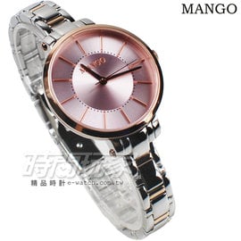 (活動價) MANGO 極簡淑女錶 不銹鋼 纖細女腕錶 粉紅x玫瑰金色 MA6698L-10R