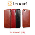 【默肯國際】ICARER 復古曲風 iPhone 7(4.7) 磁吸側掀 手工真皮皮套 保護殼 手機殼 I7 曜石黑