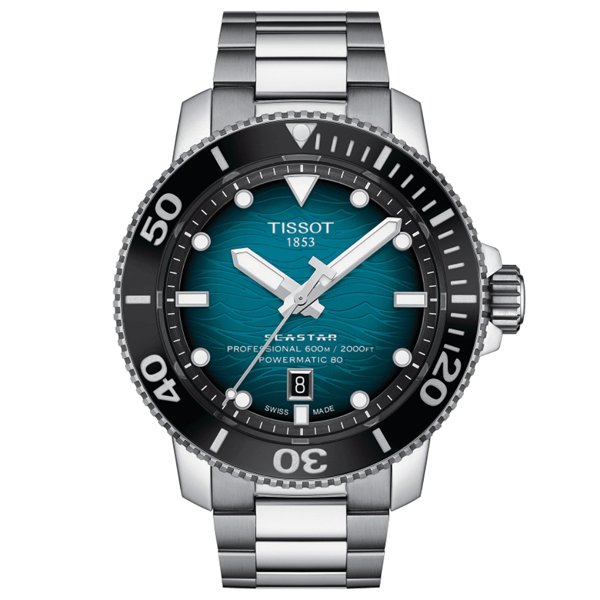 TISSOT Seastar 海洋之星陶瓷錶框600米潛水錶-綠面-46mm-T1206071104100