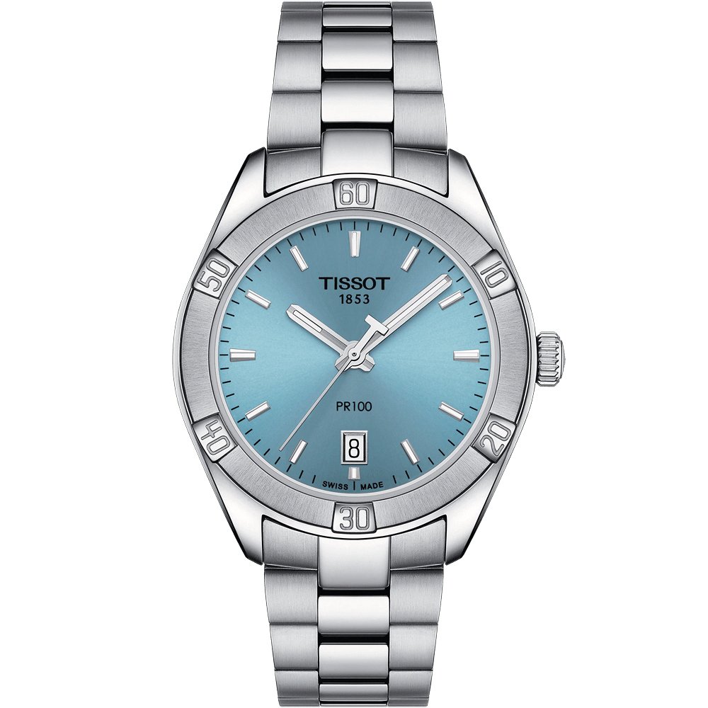 TISSOT 天梭 PR 100 優雅女帝簡約腕錶-藍-T1019101135100