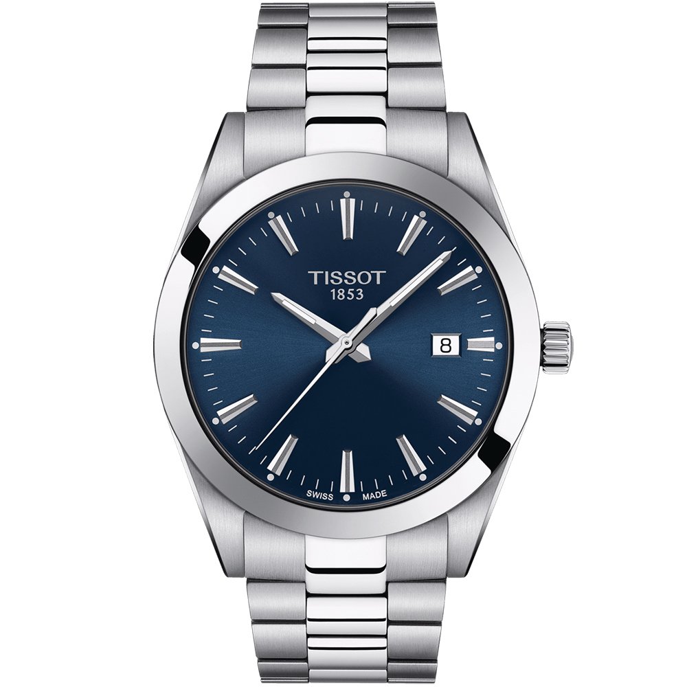 TISSOT 天梭 GENTLEMAN優雅紳士時尚腕錶-藍-40cm-T1274101104100