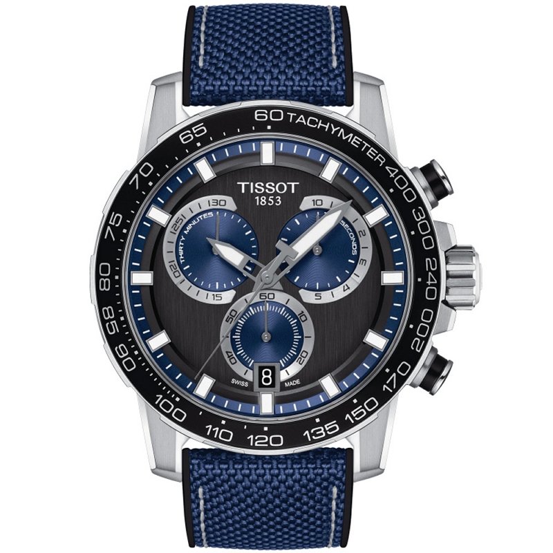 TISSOT 天梭 SUPERSPORT 帥氣時尚三眼計時運動腕錶-藍-T1256171705103
