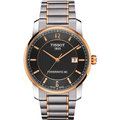 TISSOT T-Classic Powermatic 80動力鈦金屬機械優質時尚男性腕錶-半金+黑面-T0874075506700