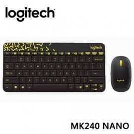 Logitech 羅技 MK240 Nano 無線鍵鼠組 - 黑色/黃邊