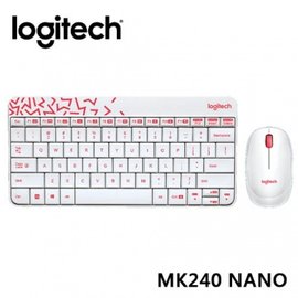 Logitech 羅技 MK240 Nano 無線鍵鼠組 - 白色/紅邊