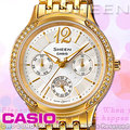 CASIO 卡西歐 手錶專賣店 SHE-3030GD-7A 女錶 指針錶 不鏽鋼錶帶 防水 三眼 施華洛世奇