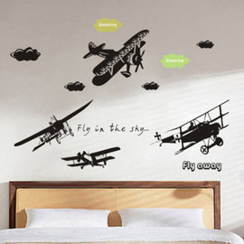 BO雜貨【YV0605】DIY可重複貼 時尚壁貼 牆貼壁紙 壁貼紙 創意璧貼 飛機 DLX9008