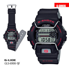CASIO GLS-6900-1D《G-SHOCK G-LIDE系列》50mm/純黑x雙色錶帶