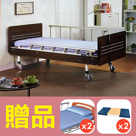 【立新】二馬達護理床電動床C02。木飾板JP型，贈品:床包x2，防漏中單x2