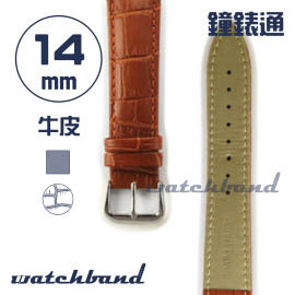 【鐘錶通】C1.21AA《霧面系列》鱷魚格紋-14mm 霧面棕├手錶錶帶/皮帶/牛皮錶帶┤