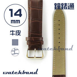 【鐘錶通】C1.22AA《霧面系列》鱷魚格紋-14mm 霧面褐├手錶錶帶/皮帶/牛皮錶帶┤