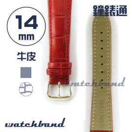 【鐘錶通】C1.30AA《霧面系列》鱷魚格紋-14mm 霧面朱紅├手錶錶帶/皮帶/牛皮錶帶┤