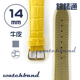【鐘錶通】C1.40AA《霧面系列》鱷魚格紋-14mm 霧面橙黃├手錶錶帶/皮帶/牛皮錶帶┤