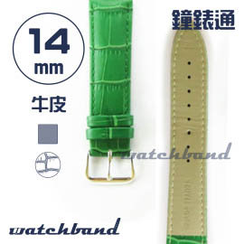 【鐘錶通】C1.50AA《霧面系列》鱷魚格紋-14mm 霧面草綠├手錶錶帶/皮帶/牛皮錶帶┤