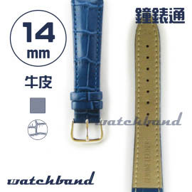 【鐘錶通】C1.61AA《霧面系列》鱷魚格紋-14mm 霧面寶藍├手錶錶帶/皮帶/牛皮錶帶┤