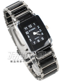 BETHOVEN 日本機芯 都會時尚 數字時刻 方形陶瓷錶 女錶 黑色 BE2005黑小