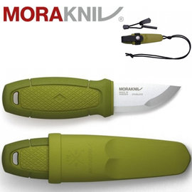 MORAKNIV 不鏽鋼短直刀組(附掛繩、打火石)露營小刀/野外求生/隨身刀 Eldris 12633綠色 瑞典製