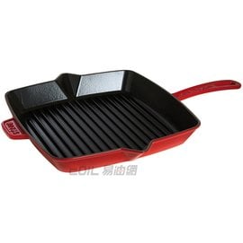 【易油網】Staub 鑄鐵方形烤盤 櫻桃紅 尺寸：30x30cm