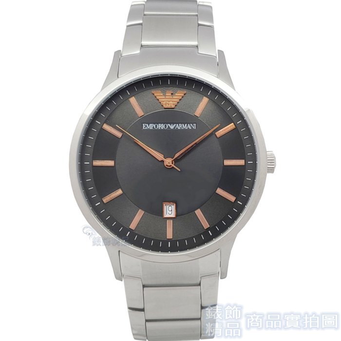 EMPORIO ARMANI 亞曼尼 AR2514手錶 時尚型男 日期 鐵灰面 玫瑰金時標 鋼帶 男錶【錶飾精品】