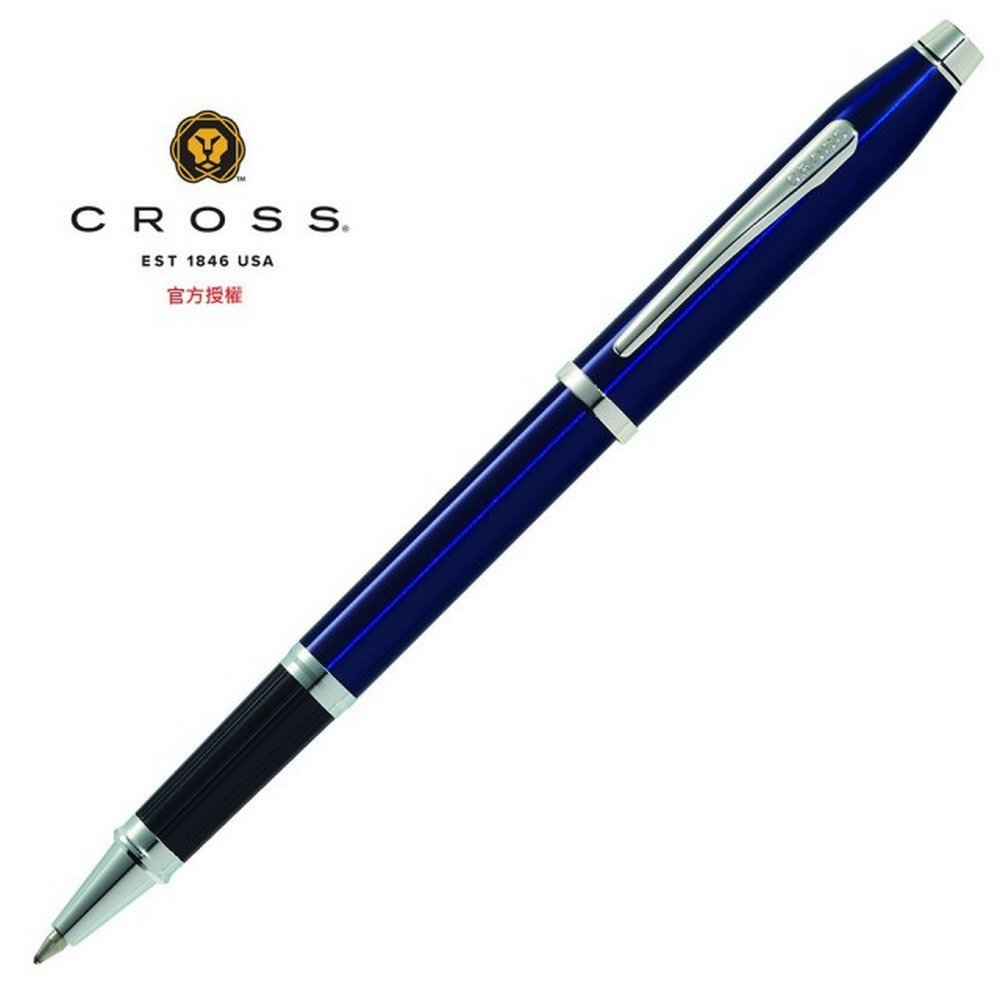 CROSS 新世紀系列 鋼珠筆 藍亮漆白夾 AT0085-158