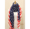 美國國旗絨雪紡絲巾 歐美蓬松感時尚氣質百搭圍巾披肩
