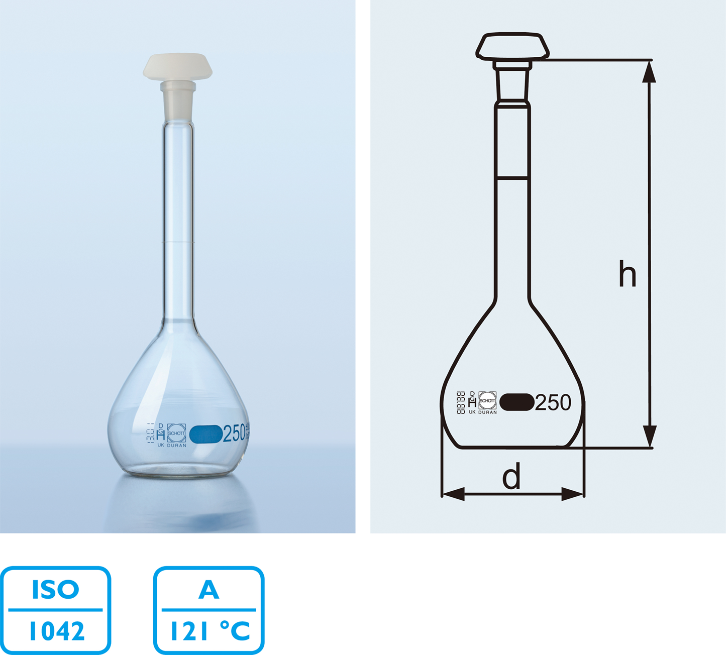 《實驗室耗材專賣》德製 DURAN SCHOTT 定量瓶 A級 50ML 附COA, 實驗儀器 玻璃容器 試藥瓶 樣品瓶 VOLUMETRIC  FLASK 50ML