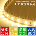 【㊣ 500公分(300燈)】DC12V LED燈條,5630(5730) 暖白光, 防水矽膠(* 軟燈條 聖誕燈 水管燈 車燈 線型燈 露營燈)