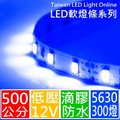 【㊣ 500公分(300燈)】DC12V LED燈條,5630(5730) 藍光, 防水矽膠(* 軟燈條 聖誕燈 水管燈 車燈 線型燈 露營燈)