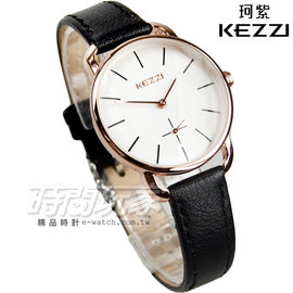 KEZZI珂紫 簡約風小秒盤時尚腕錶 防水女錶 黑色x玫瑰金電鍍 KE1675玫黑