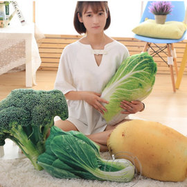 創意3D仿真蔬菜抱枕青菜大白菜土豆西蘭花毛絨玩具靠墊