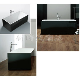 [新時代衛浴] 110cm~130cm方型獨立浴缸, 黑色外缸，薄邊，一體成形無接縫XYK708