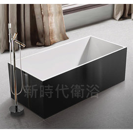[新時代衛浴] 140cm~150cm方型獨立浴缸, 黑色外缸，薄邊，一體成形無接縫XYK708