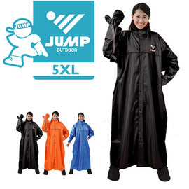 【JUMP】挺好『手套式』前開連身型休閒風雨衣(5XL→加大尺寸)JP6996