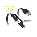 美國品牌 TYLT FLYP-DUO Lightning、Micro USB 2合1 雙向USB充電傳輸線 ( 30cm ) 黑