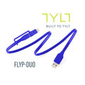 美國品牌 TYLT FLYP-DUO Lightning、Micro USB 2合1 雙向USB充電傳輸線 ( 30cm ) 藍