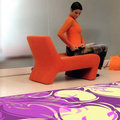 雅甄現代高質感 床邊毯 區塊絲質地毯-花影紫70x120cm