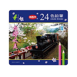 利百代 CC-087 阿里山蒸汽火車 抗菌色鉛筆 (鐵盒) (24色)