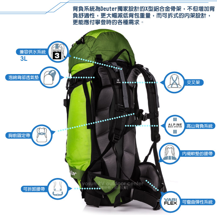 55折【德國Deuter】Guide 超輕抗撕裂耐磨透氣型後背包35L+8L(登山