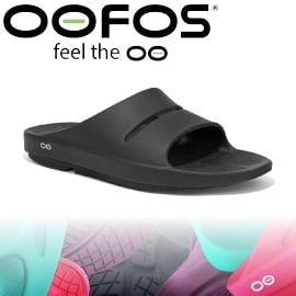 【OOFOS 美國 男款 舒壓健康拖鞋 黑色】透氣涼鞋/氣墊鞋/舒壓拖鞋/M1100