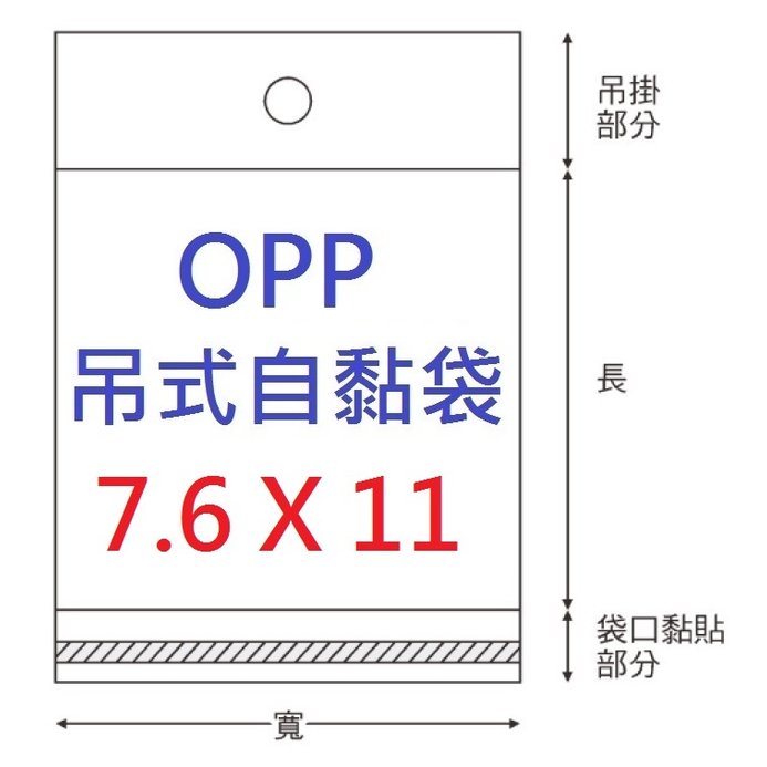 【1768購物網】OPP吊式自黏袋 7.6X11公分 - 100入/包 兩包特價 (4-14076-11) 台灣製造 (透明頭)