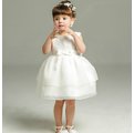 《童伶寶貝》MG038-精緻白色禮服女寶寶嬰兒滿月 小花童 周歲拍照寫真 造型服