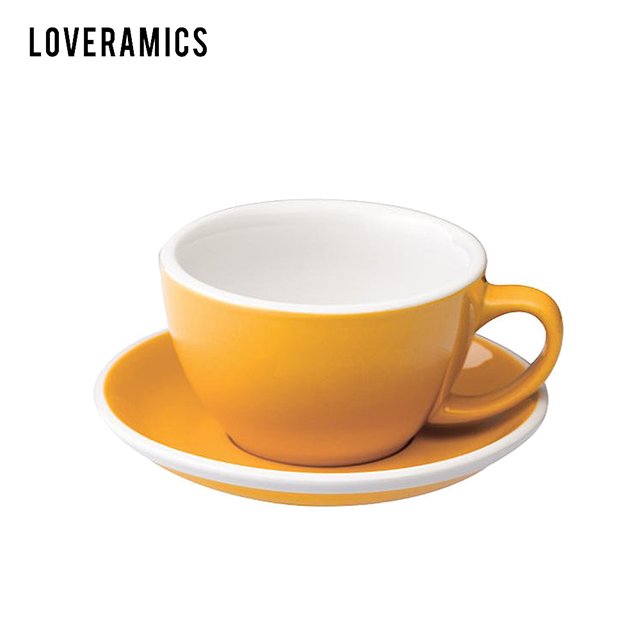 【LOVERAMICS 愛陶樂 】Egg 拿鐵咖啡杯盤組 300ml Yellow 黃色