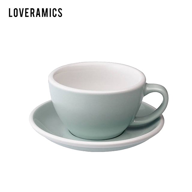【LOVERAMICS 愛陶樂 】Egg 拿鐵咖啡杯盤組 300ml River Blue 水藍色