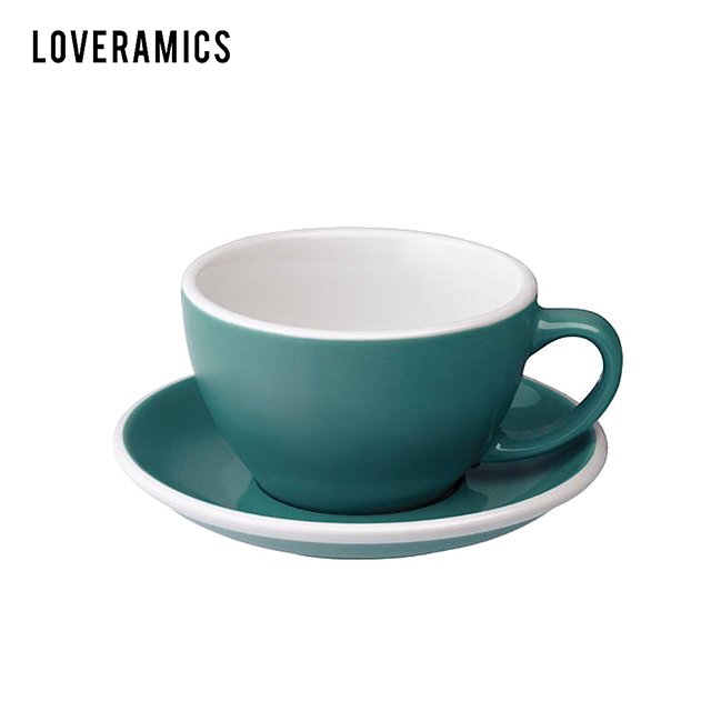 【LOVERAMICS 愛陶樂 】Egg 拿鐵咖啡杯盤組 300ml Teal 藍綠色